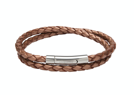 Copper Leather Bracelet with Steel Clasp B437CO