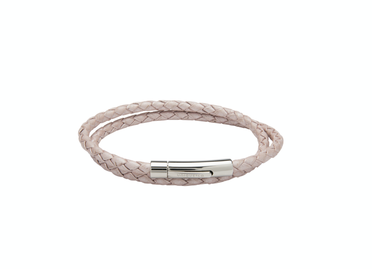 Metallic Pink Leather Bracelet with Steel Clasp B437MP