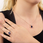 Oval Sapphire Blue Zirconia Trilogy Ring R3762