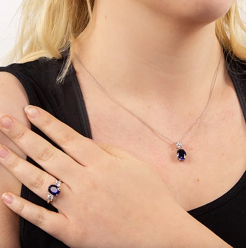 Oval Sapphire Blue Zirconia Trilogy Ring R3762