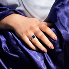 Oval Sapphire Blue Zirconia Trilogy Ring R3762