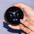 Oval Sapphire Blue Zirconia Trilogy Ring R3762