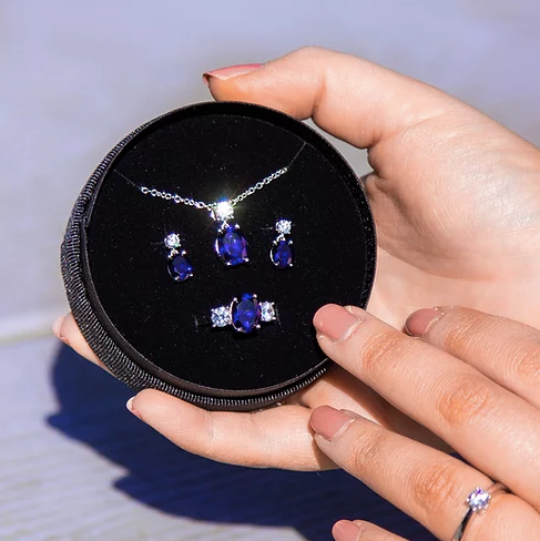 Oval Sapphire Blue Zirconia Trilogy Ring R3762