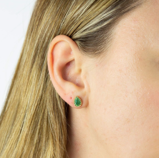 9ct Gold Emerald Teardrop Earrings