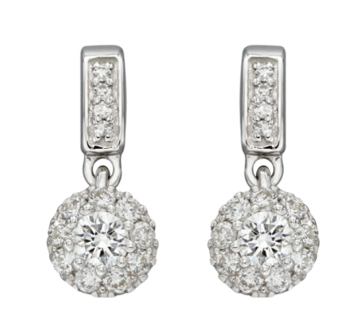 9ct White Gold Diamond Cluster Earrings