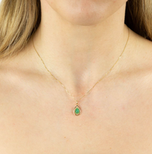 Load image into Gallery viewer, 9ct Yellow Gold Cut Out Teardrop Pendant With Emeralds
