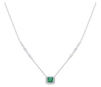 Art Deco Style Emerald Pave Necklace With Cubic Zirconia N4402