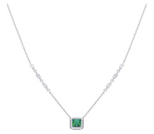 Load image into Gallery viewer, Art Deco Style Emerald Pave Necklace With Cubic Zirconia N4402
