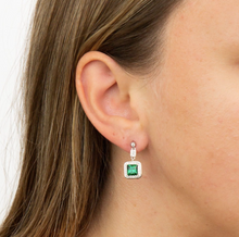 Load image into Gallery viewer, Art Deco Style Emerald Pave Earrings With Cubic Zirconia E5904
