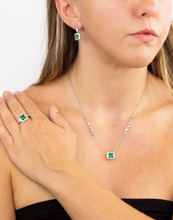 Load image into Gallery viewer, Art Deco Style Emerald Pave Earrings With Cubic Zirconia E5904
