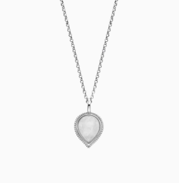 Silver Pure Moon Necklace with Teardrop Moonstone