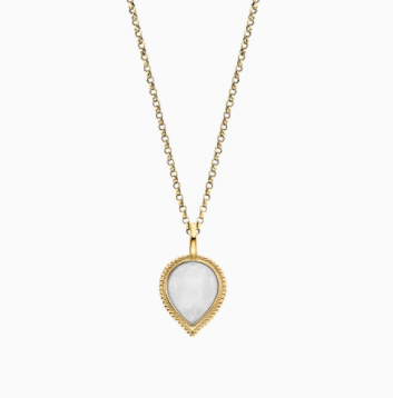 Silver Gold Plated Pure Moon Necklace with Teardrop Moonstone