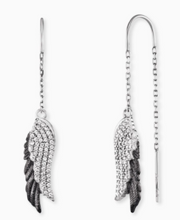 Load image into Gallery viewer, Angel Wing Duo Silver and Black with Zirconia Earrings
