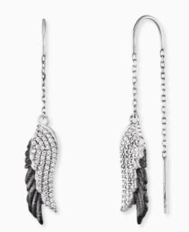 Angel Wing Duo Silver and Black with Zirconia Earrings