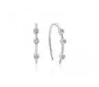 Silver Shimmer Stud Hook Earrings E003-07H