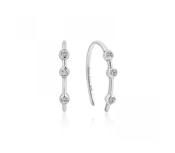 Silver Shimmer Stud Hook Earrings E003-07H