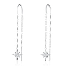 Load image into Gallery viewer, Silver Starburst Star Threader Earrings
