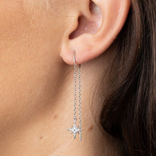 Load image into Gallery viewer, Silver Starburst Star Threader Earrings
