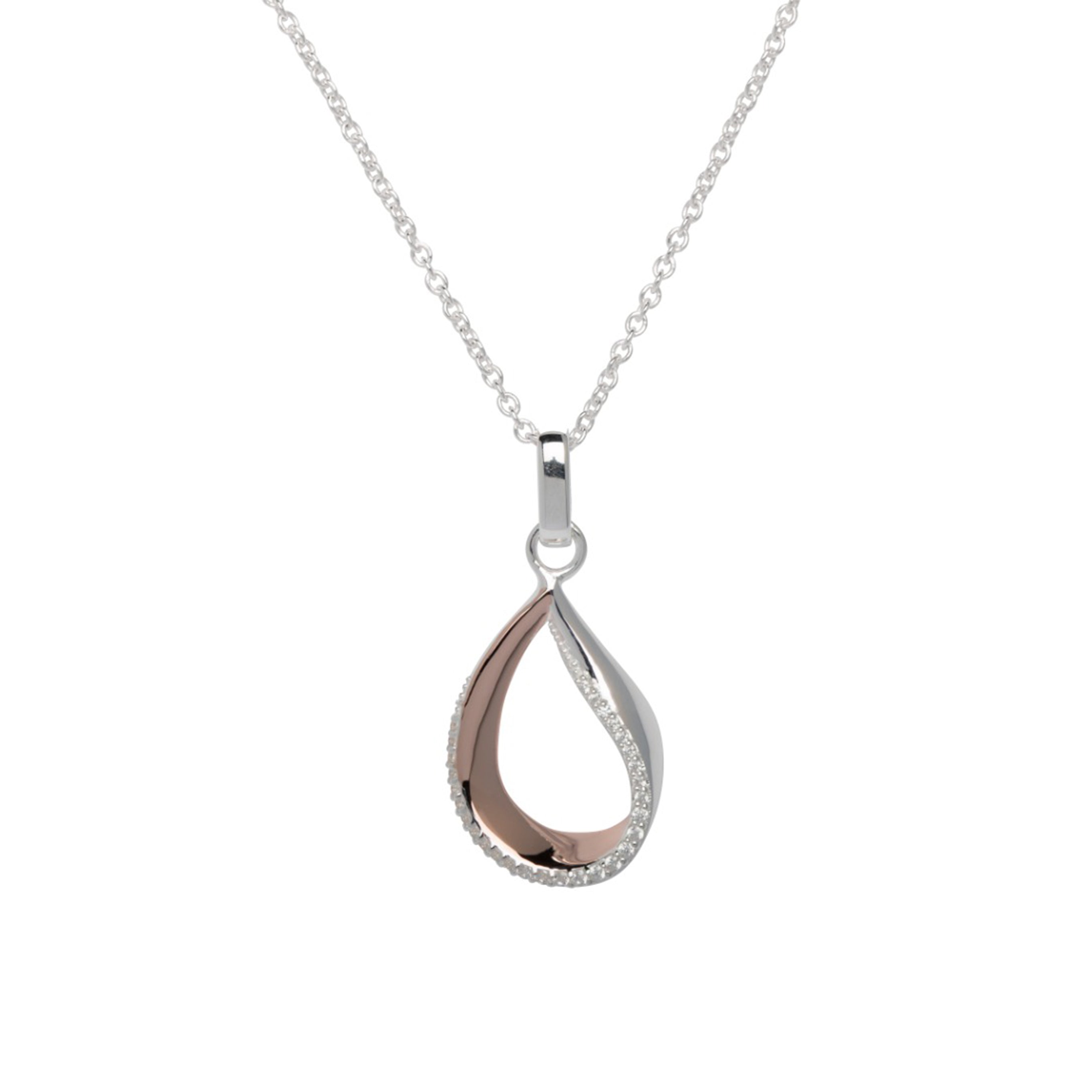 Silver & Rose Teardrop Necklace MK-684