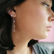 Load image into Gallery viewer, Silver Sparkling Star Threader Earrings
