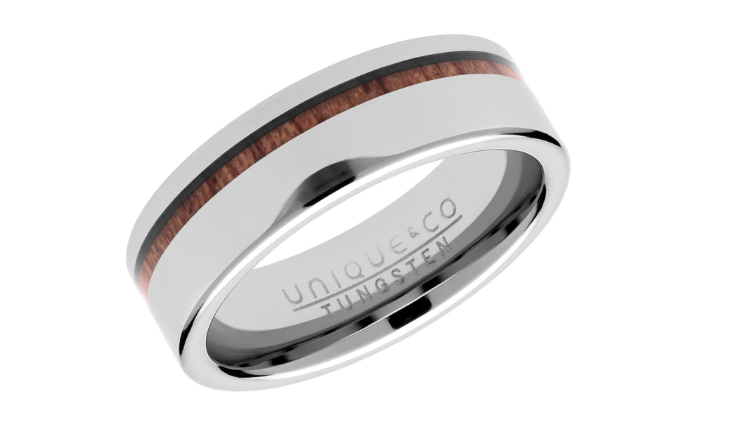 Tungsten Ring with Wood Inlay TUR-104