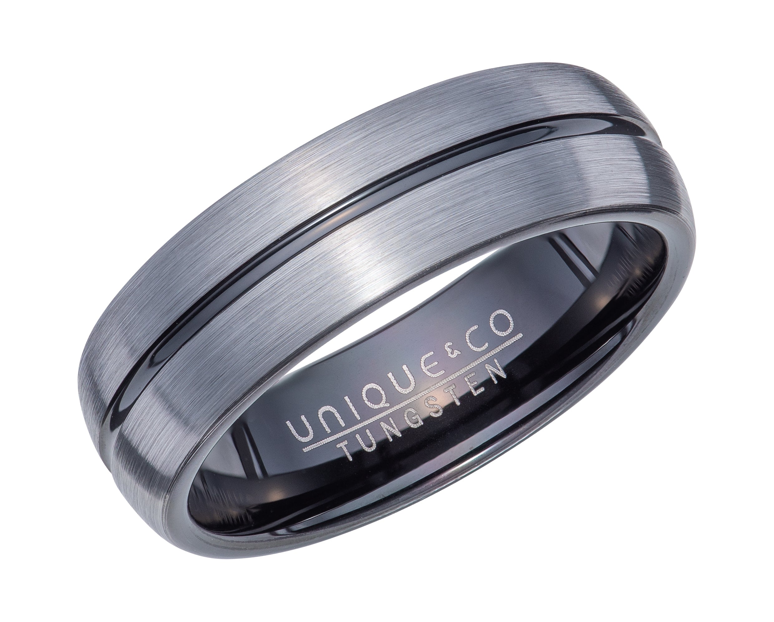 Tur Ip Threads Tungsten Ring with Black IP plating with Brushed Finish TUR-129 ...