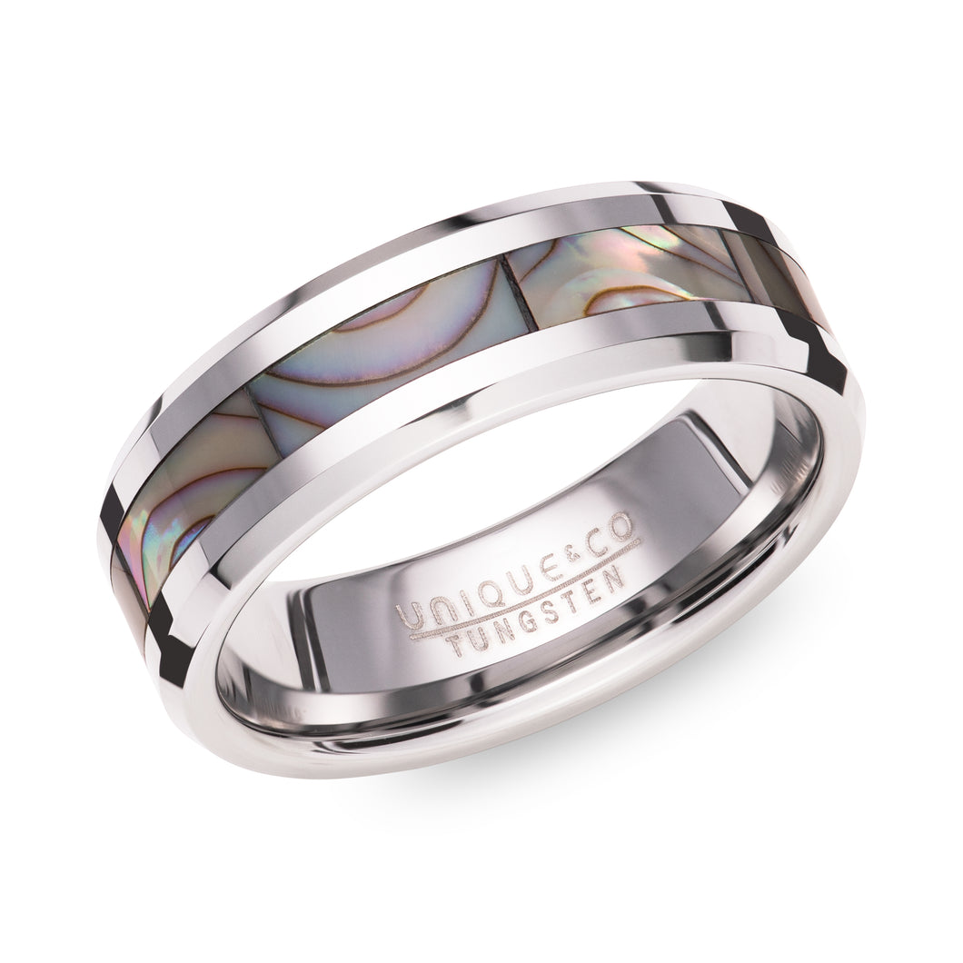 Tungsten Ring with Abalone Shell 7mm TUR-145