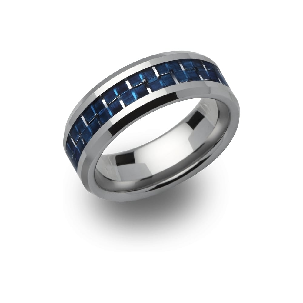Tungsten Ring with Blue Carbon Fibre Inlay TUR-49