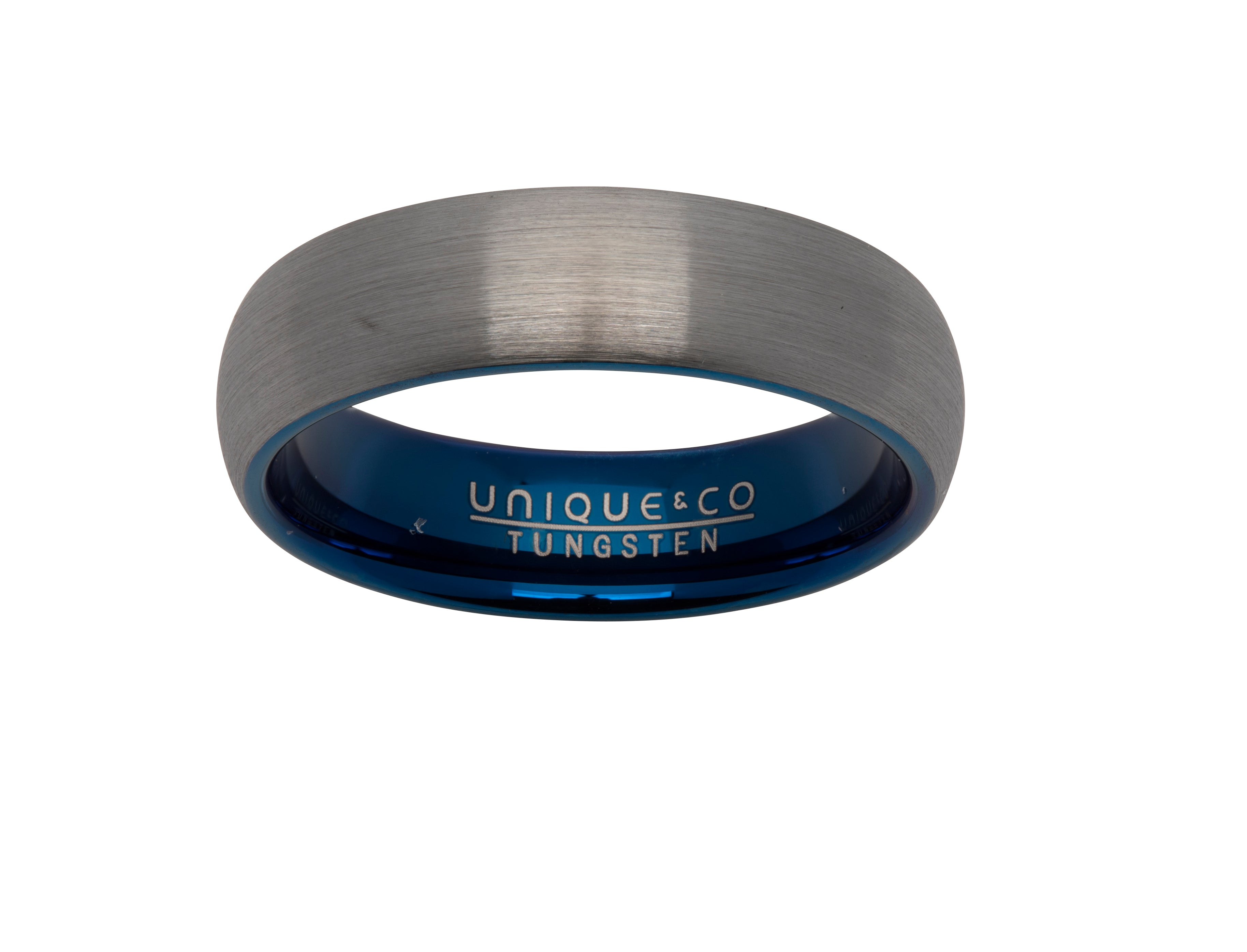Tungsten Ring with Brushed Effect & Blue Inner TUR-72