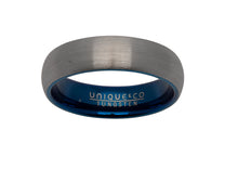 Load image into Gallery viewer, Tungsten Ring with Brushed Effect &amp; Blue Inner TUR-72
