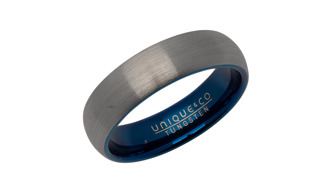 Tungsten Ring with Brushed Effect & Blue Inner TUR-72