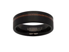 Load image into Gallery viewer, Tungsten Ring with Black Plating and Wood Inlay TUR-74
