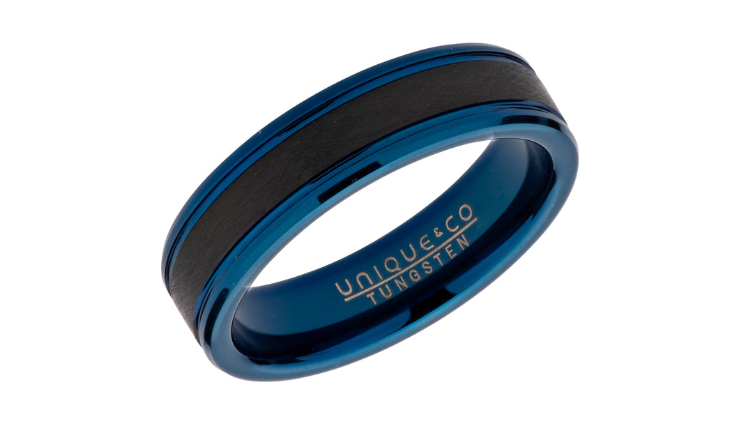 Tungsten Ring with Black and Blue Plating TUR-90