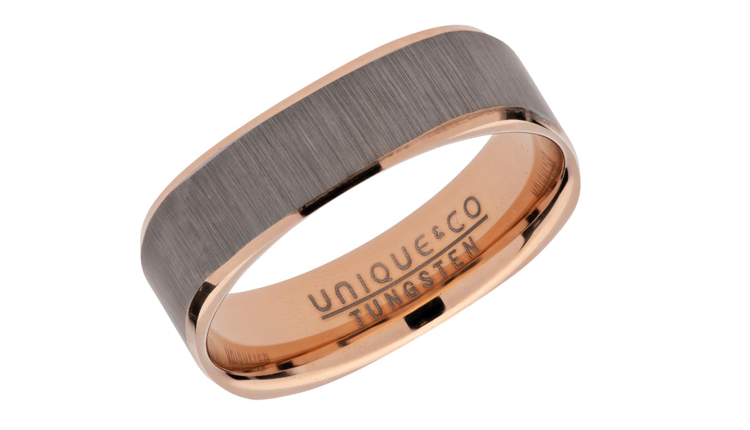 Tungsten Ring with Rose and Square Profile TUR-94