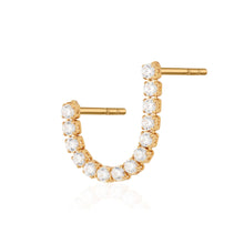 Load image into Gallery viewer, Gold Tennis Chain Double Stud Single Earring
