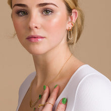 Load image into Gallery viewer, Gold Sparkle Linked Single Huggie Earring
