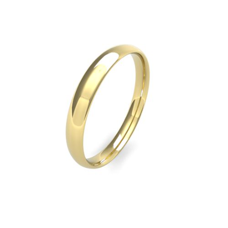Yellow Gold 3mm Wedding Band | Traditional Court | Intermediate Weight