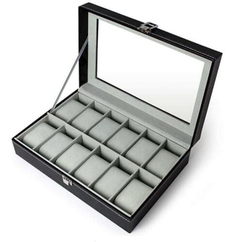 Watch box for 12 - Black and Grey