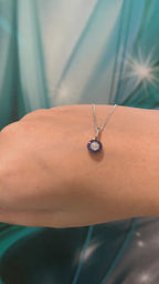 9ct White Gold Sapphire and Diamond Cluster Pendant