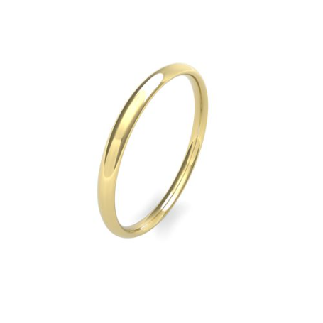 Yellow Gold 2mm Wedding Band | Traditional Court | Light Weight