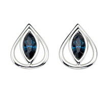 Load image into Gallery viewer, Open Teardrop Stud Earrings With Montana Blue Crystals E4034L
