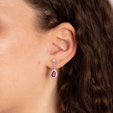 Load image into Gallery viewer, Red Diamonfire Zirconia Teardrop Earrings With Pave Surround E6193

