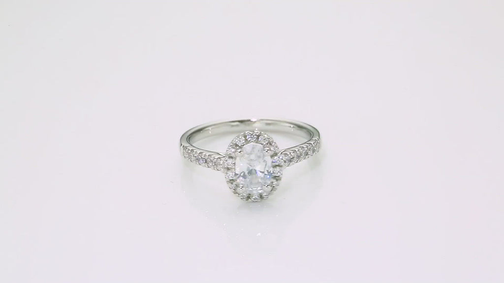 Platinum Oval Diamond Ring with Halo