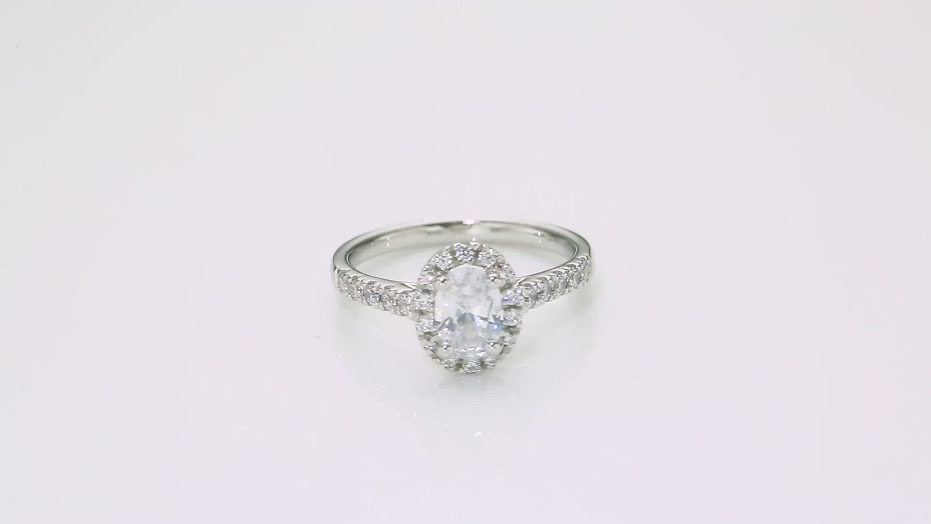 Platinum Oval Diamond Ring with Halo