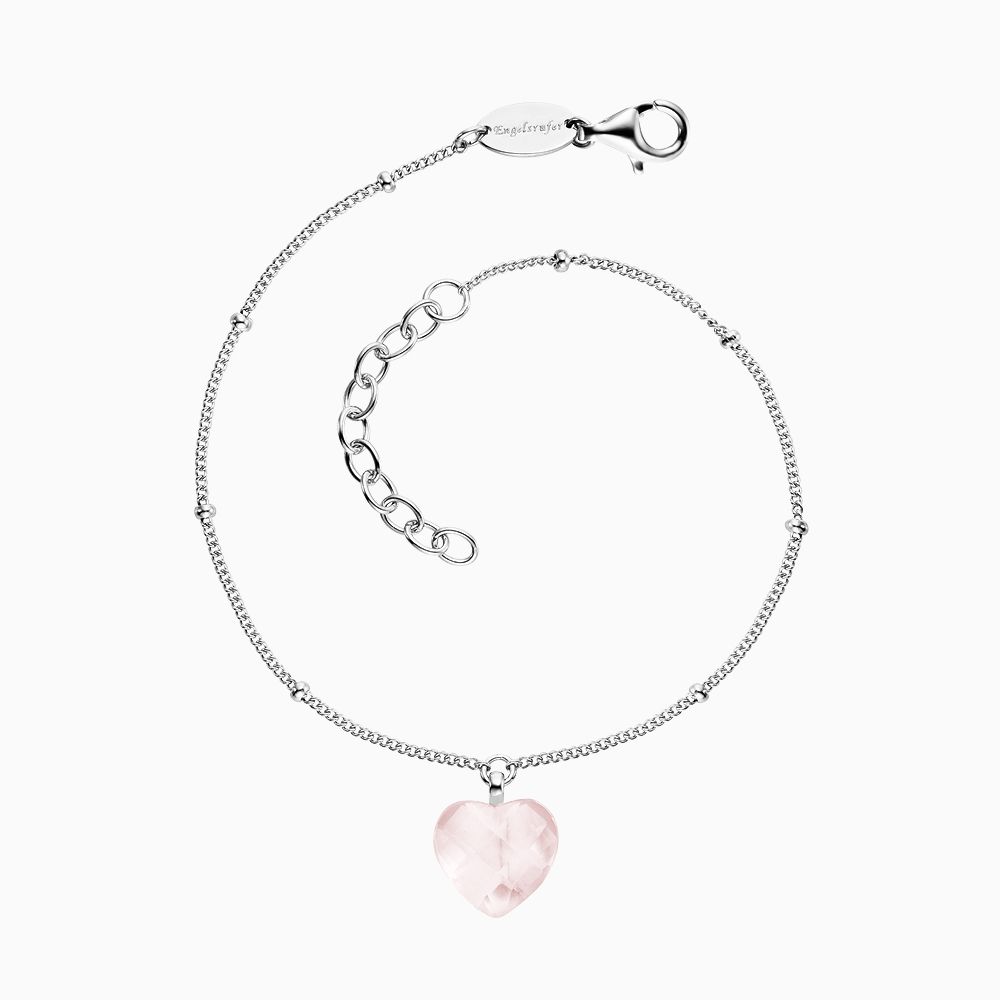 Silver Bracelet with Rose Quartz Pearl Heart Bracelet