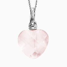 Load image into Gallery viewer, Silver Rose Quartz Pearl Heart Necklace
