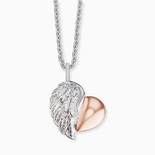 Load image into Gallery viewer, Heart Wing Silver &amp; Rose Necklace
