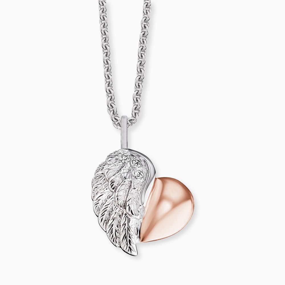 Heart Wing Silver & Rose Necklace