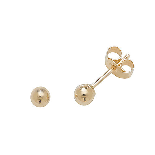 9ct Gold 3MM Ball Stud Earrings