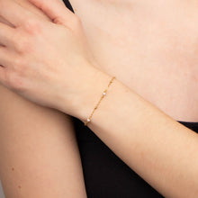 Load image into Gallery viewer, Trace Chain Station Bracelet With Freshwater Pearls In 9ct Yellow Gold
